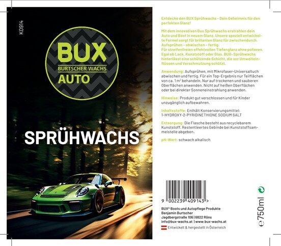 BUX Sprühwachs 750ml &quot;Auto&quot;-A-Nr-K2001-02-BUX-Shop