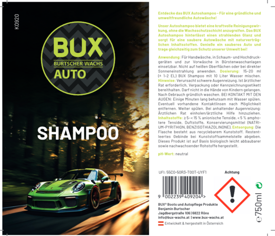 BUX Autoshampoo 750ml &quot;Auto&quot;-A-Nr-K0920-02-BUX-Shop