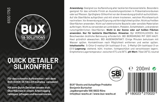 BUX Quick Detailer 200ml Silikonfrei-A-Nr-6100 1793-02-BUX-Shop